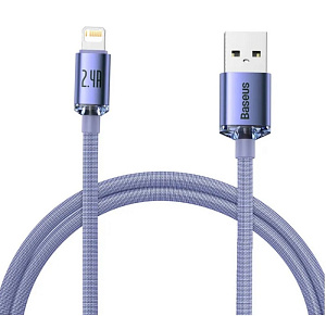 Кабель Baseus Crystal Shine Series Fast Charging Data Cable USB to iP 2.4A 1.2m Purple