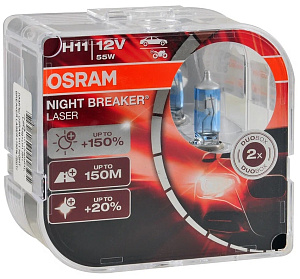 Лампа 12V H11 (55)+150% NIGHT BREAKER LASER 3750K (евробокс 2шт) OSRAM