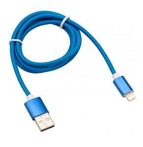 Кабель REXANT USB-Lightning 1 м, синяя нейлоновая оплетка