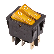 Выключатель клавишный 250V 15А ON-OFF желтый с подсветкой REXANT