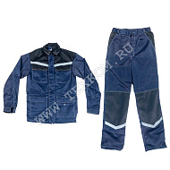 Костюм мужской "Ударник" летний куртка, брюки т-синий с черным и СОП (56-58, 182-188)