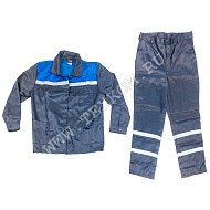Костюм мужской "Аскет" летний куртка, брюки т-синий с васильком и СОП (52-54, 182-188)
