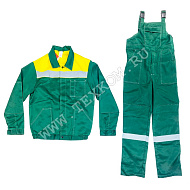 Костюм мужской "Легенда" летний куртка, п/к т-зеленый с желтым (52-54, 182-188)