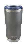 Термокружка для напитков с прозрачной крышкой 0,6л. серый Perfeo