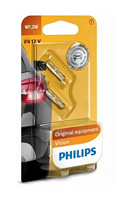 Лампа 12V W1.2W (W2*4.6d) бл-2шт PHILIPS