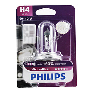 Лампа 12V H4 (60/55) P43t-38+60% VISION PLUS 12V Philips