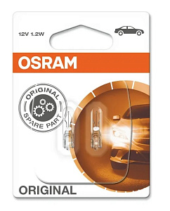 Лампа 12V W1.2W (W2*4.6d) 12V OSRAM бл. 2шт