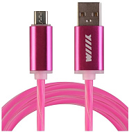Кабель зарядки светящийся USB-микроUSB розовый (CBL710-UMU-10PK) WIIIX 1m