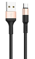 Кабель зарядки Hoco X26 Xpress microUSB 1m black & gold