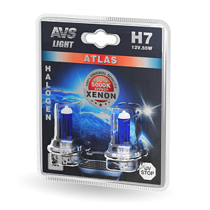 Лампа 12V H7 (55) PX26d 12V AVS ATLAS /5000К/ к-т бл.