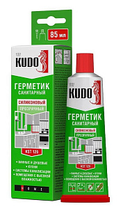 Герметик силикон. санитарный прозрачный 85 мл (12) "KUDO" KST-120