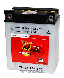 Аккумуляторная батарея BANNER BIKE Bull 12+элект YB12A-A 134х80х160 Австрия (ETN-512 011 012)