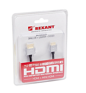 Шнур HDMI-miniHDMI GOLD 3M ULTRA SLIM блистер REXANT