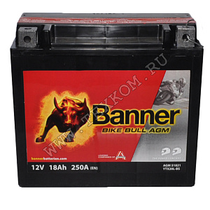 Аккумуляторная батарея BANNER BIKE Bull 18 AGM+гель YTX20L-BS 175х87х155 Австрия 518 21