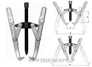 Съемник 2-х лапый удлиненный шарнирный 300мм ф50-400мм (АвтоDело) (41830)