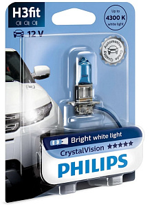 Лампа 12V H3 (55) PK22s Cristal Vision 4300K 12V Philips