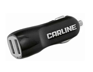 Адаптер авто. 2USB (1А-2.1А) Carline черный