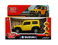 Машина металл SUZUKI JIMNY 11,5 см, двери, багаж, инерц, желтый, кор. Технопарк в кор.2*36шт
