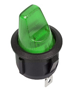 Выключатель клавишный круглый 12V 16А ON-OFF зеленый с подсветкой REXANT