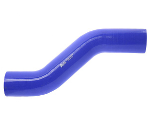 Патрубок МАЗ радиатора отводящий нижний (L=475мм,d=70х80мм,кривой) синий силикон MEGAPOWER