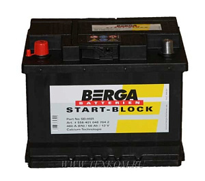 Аккумуляторная батарея BERGA 6СТ56 пр. Startblock (242х175х190) 556 401 048