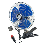 Вентилятор в салон 12V 8" (с решеткой металл) 21см MEGAPOWER