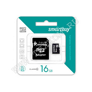 Карта памяти Smart Buy microSDHC 16GB Class 10 с адаптером