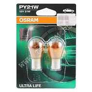 Лампа 12V одноконтактная PY21W (BAU15s) ULTRA LIFE YELLOW 12V 2шт OSRAM