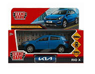 Машина металл KIA RIO X длина 12 см, двери, багаж, инерц, синий, кор. Технопарк в кор.2*36шт