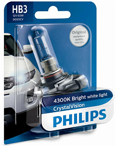 Лампа 12V HB3/9005 (65) CrystalVision 4300K бл. PHILIPS