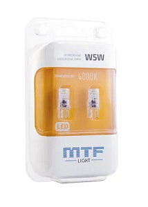 Лампа светодиодная W5W 4000K VEGA к-кт 2 шт MTF