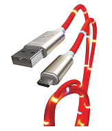 Кабель зарядки микро-USB красный светомузыка (CB930-UMU-2A-MUSIC-10R) WIIIX 1м