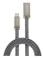 Кабель зарядки микро-USB серебряный шелк (CB955-2A-UMU-SK-12S) WIIIX 1м