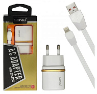 Сетевое зарядное устройство LDNIO 1USB+ кабель Lightning 1м