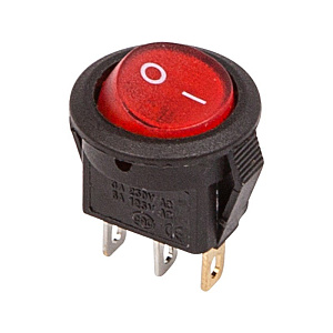 Выключатель 1-клавишный круглый с подсветкой красный Micro 250V 3A RWB-106.SC-217
