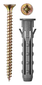Дюбель распорный полипропиленовый, в комплекте с саморезом, 6 х 40 / 4,0 х 50 мм, 10 шт, ЗУБР