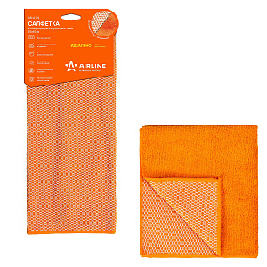 Салфетка AIRLINE из микрофибры и коралловой ткани (оранжевая) 35х40см