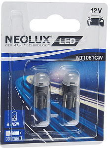 Лампа 12V W5W (W2.1*9.5D) LED COLD WHITE 6000К бл-2шт NEOLUX