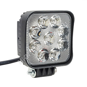 Фара противотуманная cветодиодная фара WL-132S (дальн. свет, кв. мет. корп. 9 LED по кругу, 27W)