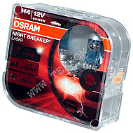 Лампа 12V H4 (60/55) P43t-38+150% NIGHT BREAKER LASER (2шт) 12V Osram