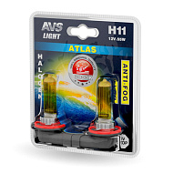 Лампа 12V H11 (55) PGJ19-2 12V AVS /ATLAS ANTI-FOG/желтый 2шт. бл.