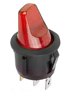 Выключатель клавишный круглый 12V 16А ON-OFF красный с подсветкой REXANT