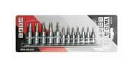 Набор головок-бит TORX 1/4" (Т8-Т30) 3/8" (Т40-Т55) 12 предметов на металлической планке YATO