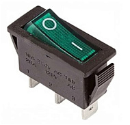 Выключатель клавишный 250V 15А ON-OFF зеленый с подсветкой REXANT