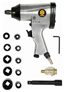 Гайковерт пневматический 1/2" с набором головок