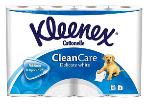 Бумага туалетная KLEENEX 12шт.2-х слойная Белая Деликат*6