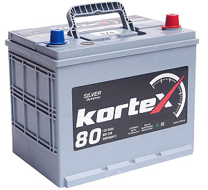 Аккумуляторная батарея KORTEX SILVER Dynamic ASIA 6СТ 80 обр.260х170х225 D26 Турция