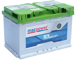 Аккумуляторная батарея MACPOWER EFB 6СТ 72 обр.278х175х190 Турция