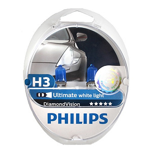 Лампа H3 12Vх55W PHILIPS DIAMONT VISION 5000K 2шт