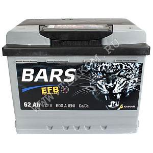 Аккумуляторная батарея BARS EFB 6СТ62 обр. 242х175х190 Казахстан